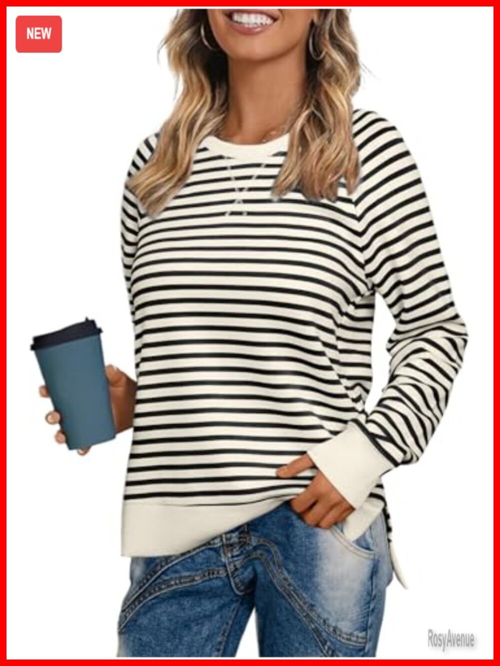 Women's Long Sleeve Crewneck Sweatshirt Loose Fit Pullover Top